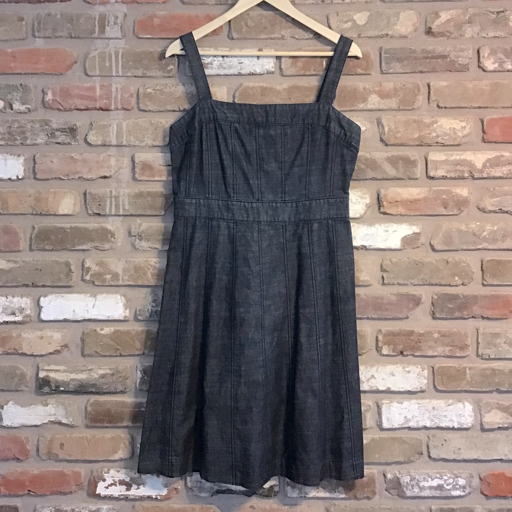 GAP Denim Chambray Apron Square Neck Dress 12